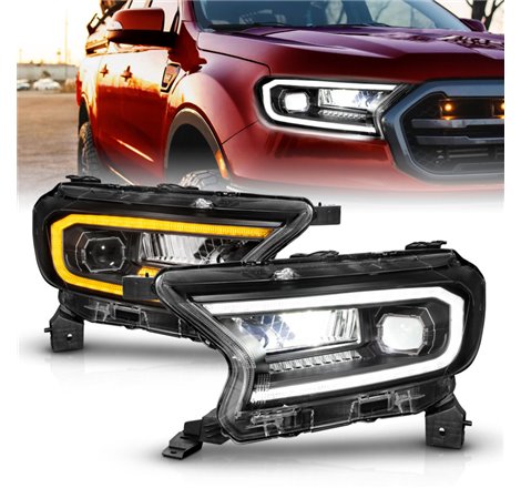 ANZO 19-23 Ford Ranger Full LED Projector Headlights w/ Initiation & Sequential - Black
