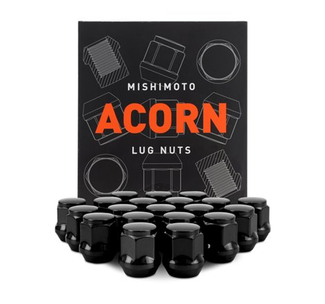 Mishimoto Steel Acorn Lug Nuts M12 x 1.5 - 20pc Set - Black