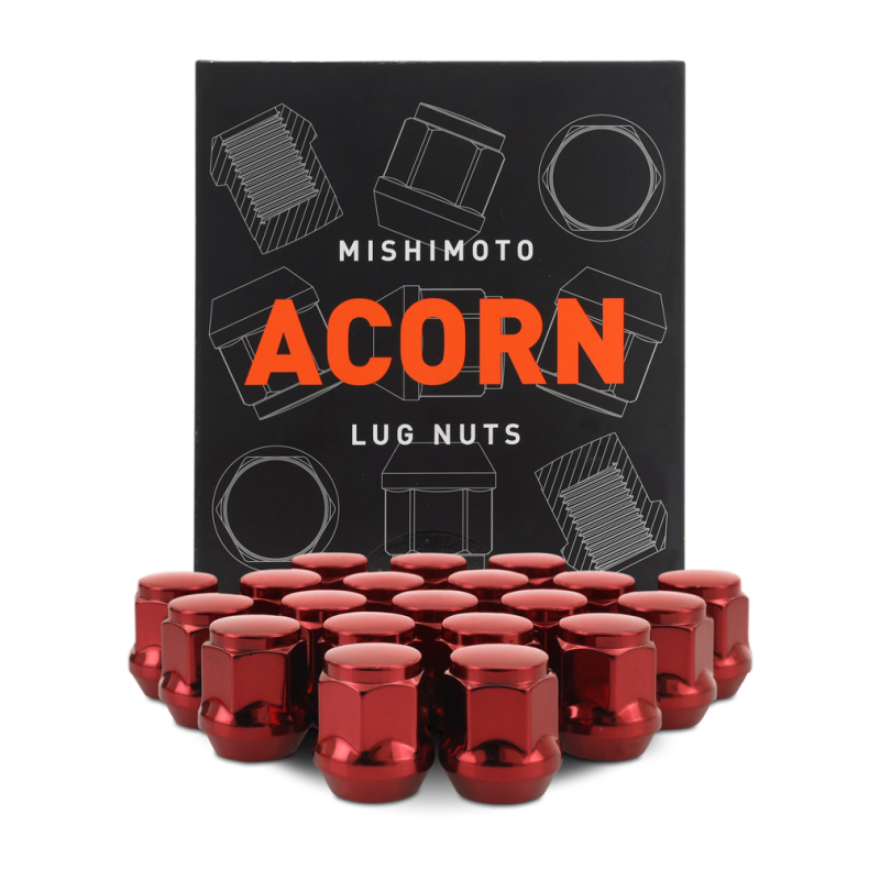 Mishimoto Steel Acorn Lug Nuts M12 x 1.5 - 20pc Set - Red