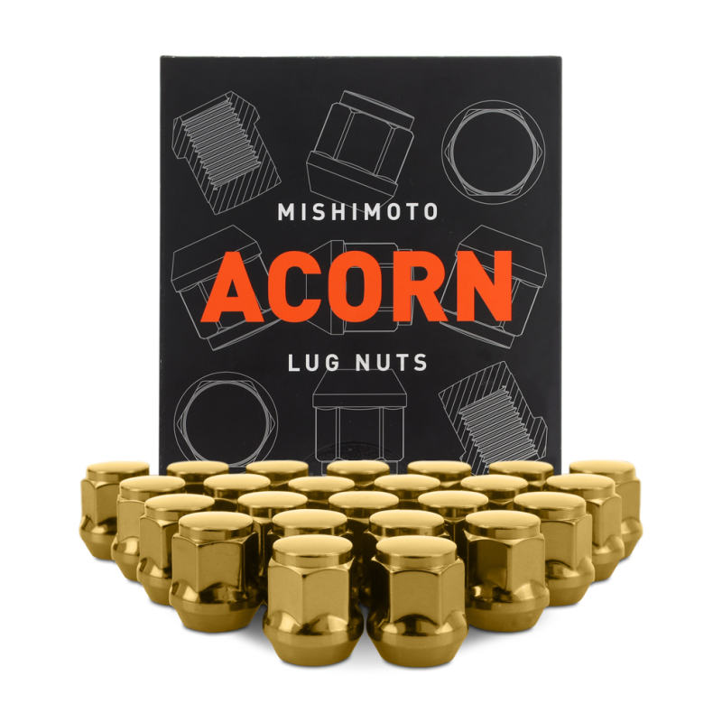 Mishimoto Steel Acorn Lug Nuts M12 x 1.5 - 24pc Set - Gold