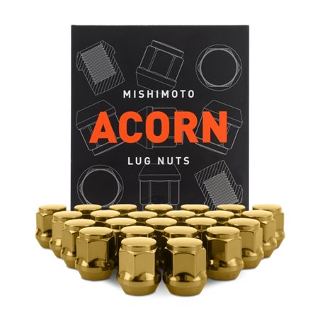 Mishimoto Steel Acorn Lug Nuts M14 x 1.5 - 24pc Set - Gold