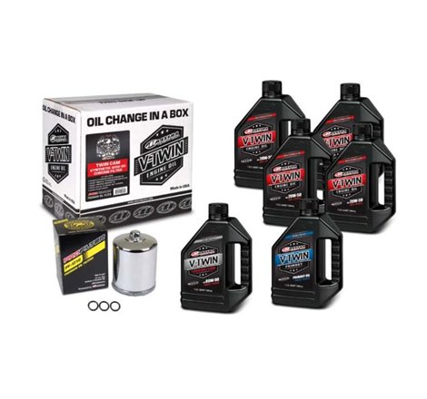 Maxima V-Twin Oil Change Kit Synthetic w/ Chrome Filter Twin Cam