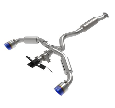 aFe 23-24 Toyota GR Corolla L3 1.6L (t) Gemini XV 3in to 2-1/2in Cat Back Exhaust w/ Blue Flame Tips