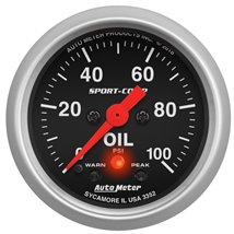 Autometer 2-1/16in Oil Pressure w/Peak & Warn 0-100 PSI Stepper Motor Sport-Comp