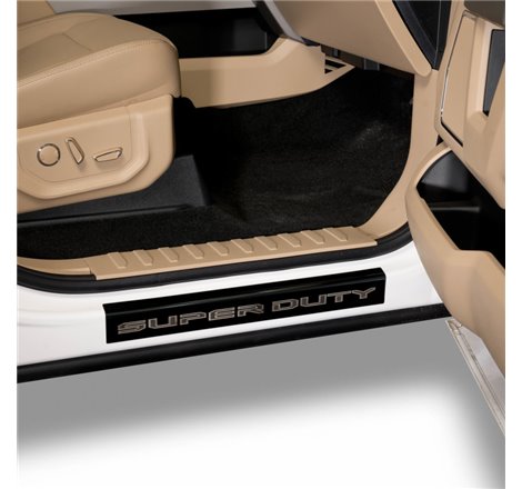 Putco 17-20 Ford SuperDuty Reg/Super Cab w/ SUPERDUTY Etching (2pcs) Black Platinum Door Sills