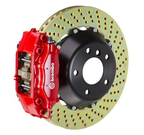 Brembo 12-20 GS350 Rear GT BBK 4 Piston Cast 345x28 2pc Rotor Drilled-Red