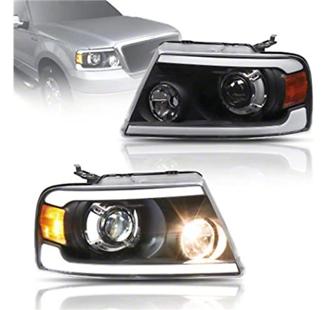 Raxiom 04-08 Ford F-150 Axial Series LED Projector Headlights- Blk Housing (Clear Lens)
