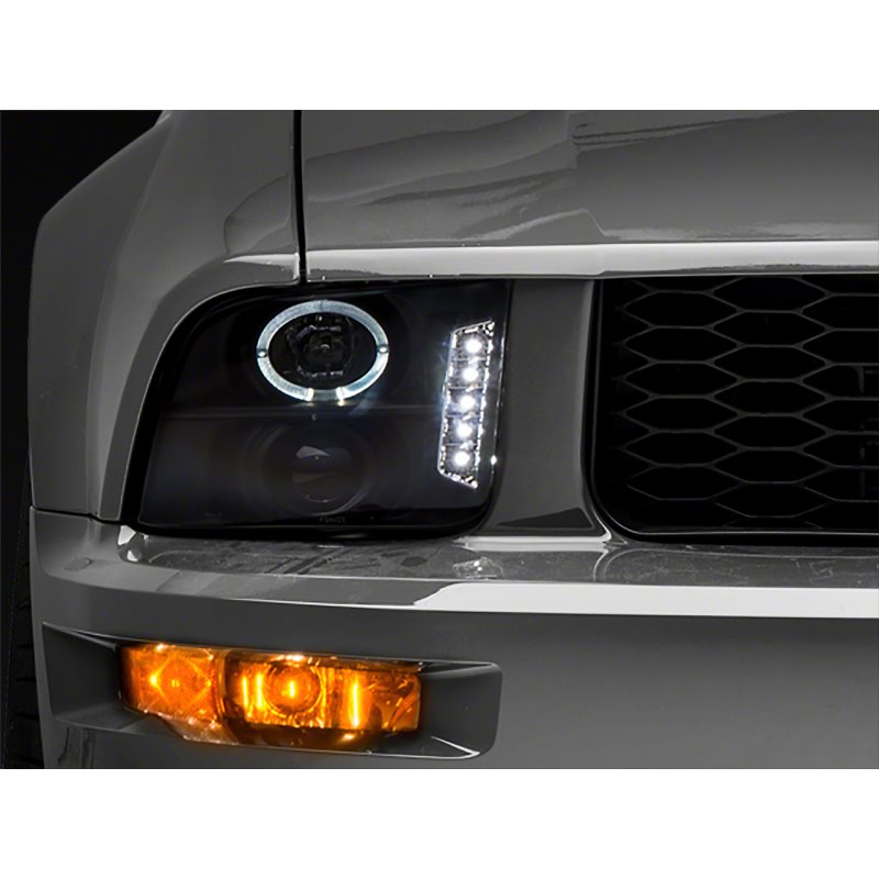 Raxiom 05-09 Ford Mustang Excluding GT500 LED Halo Projector Headlights- Blk Housing (Clear Lens)