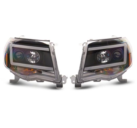 Raxiom 05-11 Toyota Tacoma Axial Series LED DRL Projector Headlights- Blk Housing (Clear Lens)