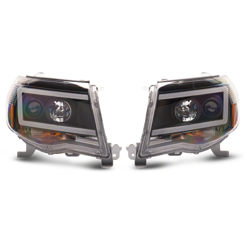 Raxiom 05-11 Toyota Tacoma Axial Series LED DRL Projector Headlights- Blk Housing (Clear Lens)