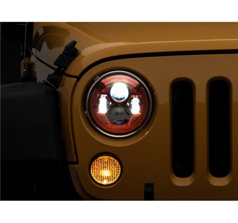 Raxiom 07-18 Jeep Wrangler JK 7-In LED Headlights- Red Housing- Clear Lens