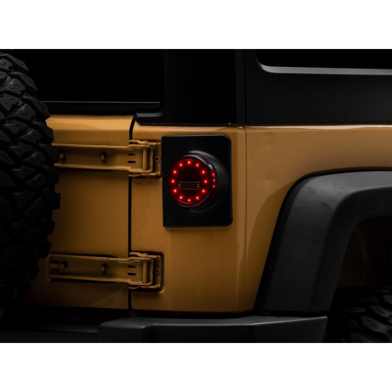 Raxiom 07-18 Jeep Wrangler JK Axial Series Halo LED Tail Lights- Blk Housing (Clear Lens)