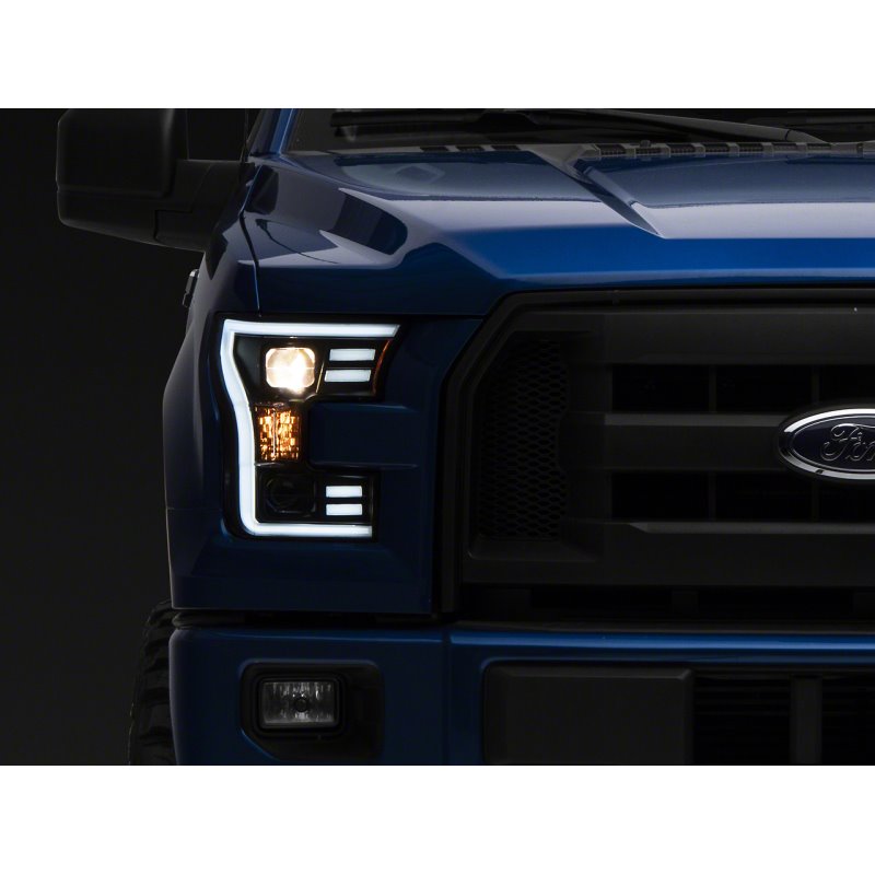 Raxiom 15-17 Ford F-150 G3 Projector Headlights w/ LED Accent- Blk Housing (Clear Lens)