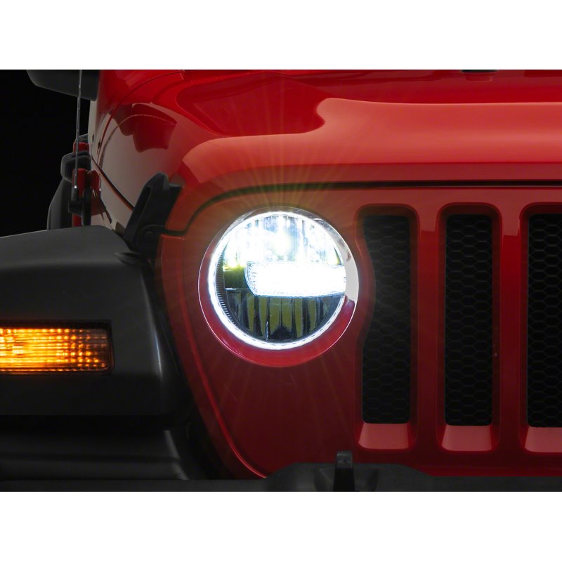 Raxiom 18-23 Jeep Wrangler JL Axial Series 9-In LED Headlights- Blk Housing (Clear Lens)
