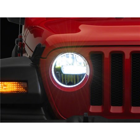 Raxiom 18-23 Jeep Wrangler JL Axial Series 9-In LED Headlights- Blk Housing (Clear Lens)