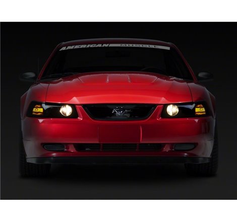 Raxiom 99-04 Ford Mustang Axial Series Projector Headlights- Blk Housing (Smoked Lens)