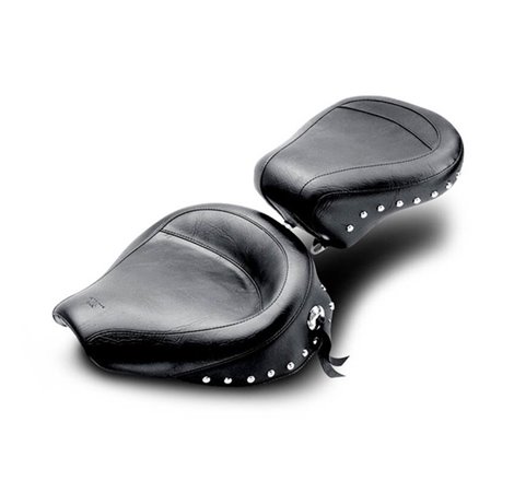 Mustang 58-84 Harley FX/FL Wide Touring Solo Seat w/Studs- Black