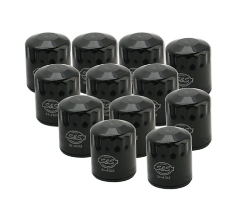 S&S Cycle 99-18 BT/2017+ M8/X-Wedge Black Oil Filter - 12 Pack