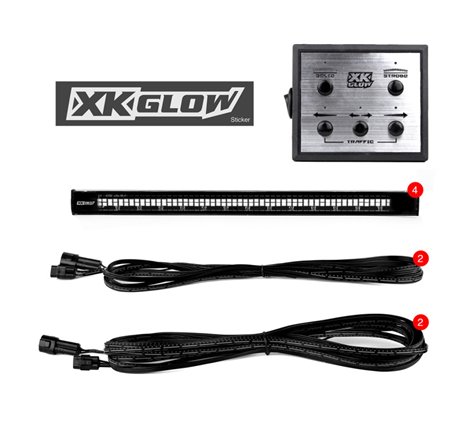 XK Glow tube Strobe Lights w/ Traffic Modes Ultra LEDs Multiple Modes + Solid On -White 4pc 12in