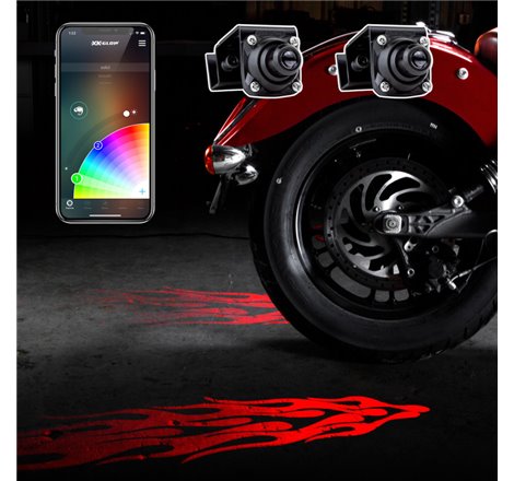 XK Glow Curb FX Bluetooth XKchrome App Waterproof LED Projector Welcome Light Flame Style 2pc