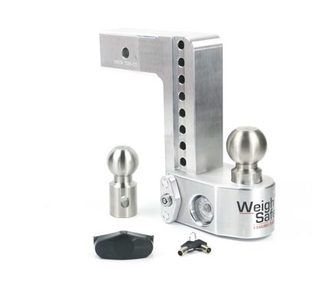 Weigh Safe 8in Drop Hitch w/Built-in Scale & 2.5in Shank (10K/18.5K GTWR) - Aluminum
