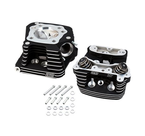 S&S Cycle 84-99 BT Super Stock Cylinder Head Kit For 3-1/2in and 3-5/8in Bore - Wrinkle Black