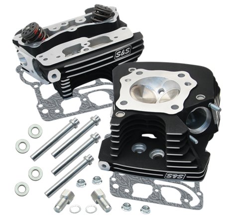 S&S Cycle 99-05 BT Super Stock 89cc Cylinder Head Kit - Black Wrinkle