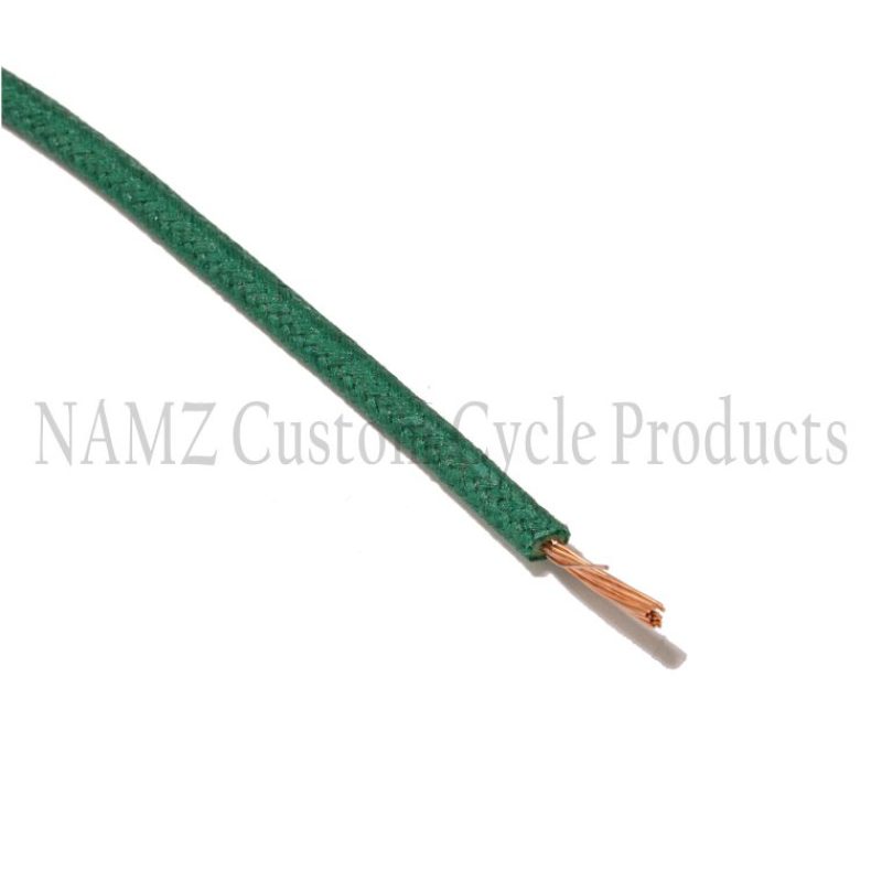 NAMZ OEM Color Cloth-Braided Wire 25ft. Pack 16g - Green