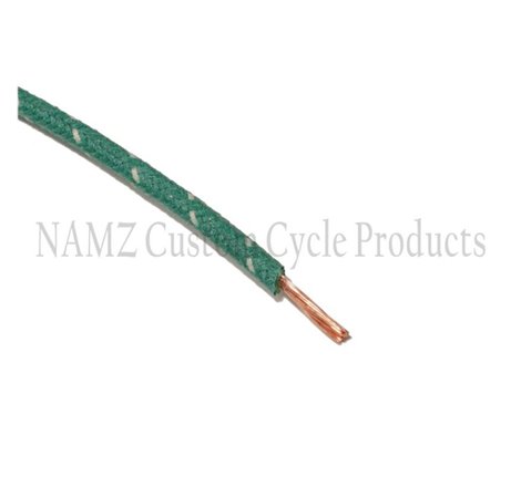 NAMZ OEM Color Cloth-Braided Wire 25ft. Pack 16g - Green w/White Tracer