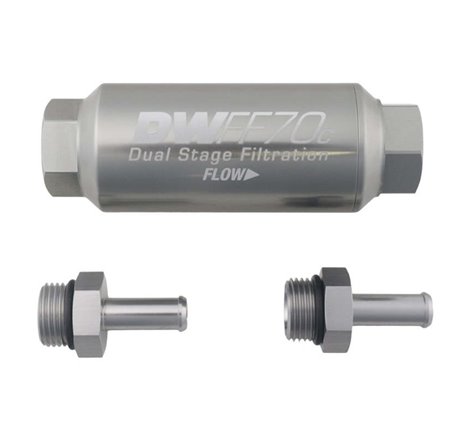 DeatschWerks 3/8in 10 Micron 70mm Compact In-Line Fuel Filter Kit