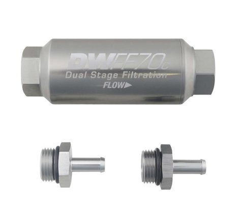 DeatschWerks 5/16in 10 Micron 70mm Compact In-Line Fuel Filter Kit