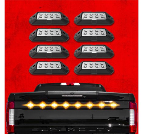 XK Glow Strobe Pod Lights w/ Traffic Modes Ultra Bright LEDs Multiple Modes + Solid On - Amber 8pc