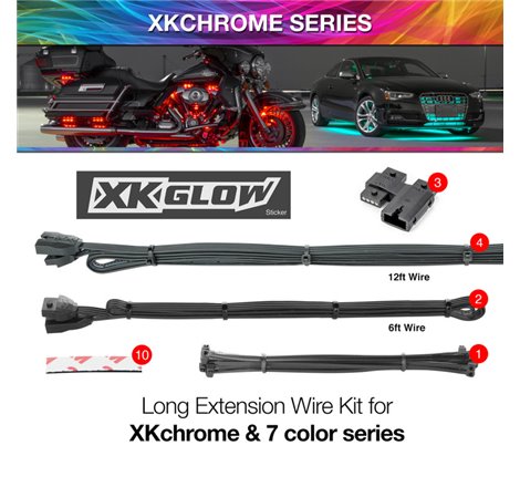 XK Glow Extension Wire Kit for XKchrome & 7 Color Series for Car
