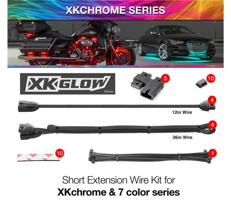 XK Glow Extension Wire Kit for XKchrome & 7 Color Series for Motorcycle