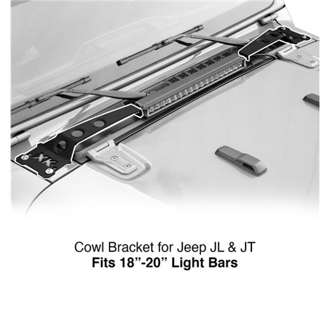 XK Glow Cowl Light Bar Bracket for Jeep Gladiator JT & Wrangler JL (18-20In Bar)