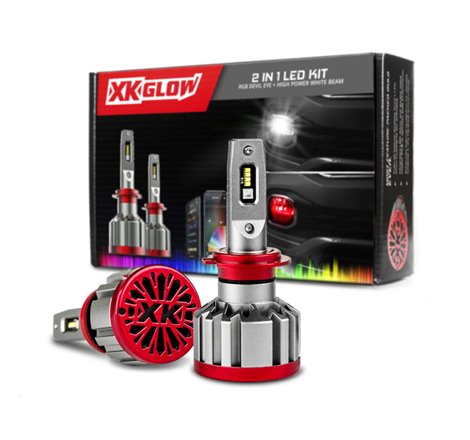 XK Glow RGB 2In1 LED Headlight Bulb Million Color XKCHROME App RGB/LED Headlight Kit - 2x H16