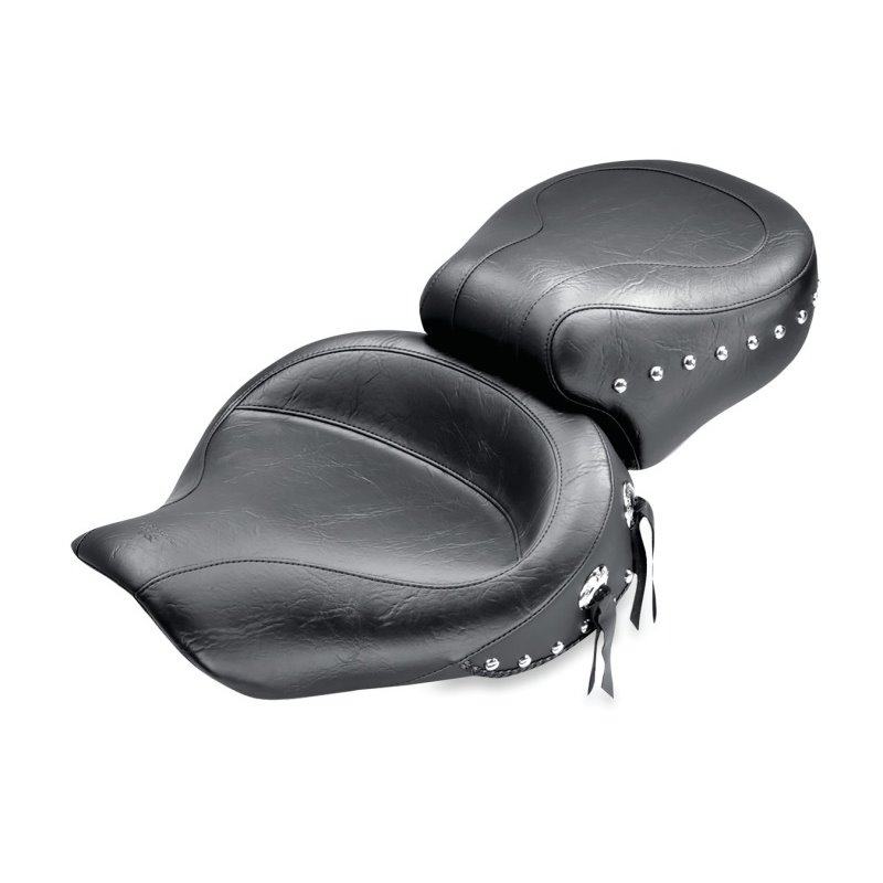Mustang 91-05 Harley Dyna Wide Touring 1PC Seat w/Studs - Black