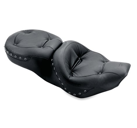 Mustang 97-07 Harley Rd King, 06-07 Str Glide, 00-05 Eagle Tour 1PC Seat w/Blk Pearl Studs - Black