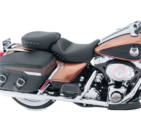 Mustang 08-21 Harley Electra Glide, Rd Glide, Rd King, Str Glide Tour Pass Seat w/Studs - Black