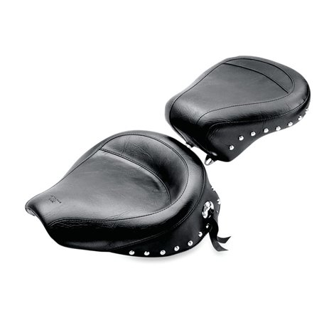 Mustang 91-05 Harley Dyna Wide Touring Passenger Seat w/Studs - Black