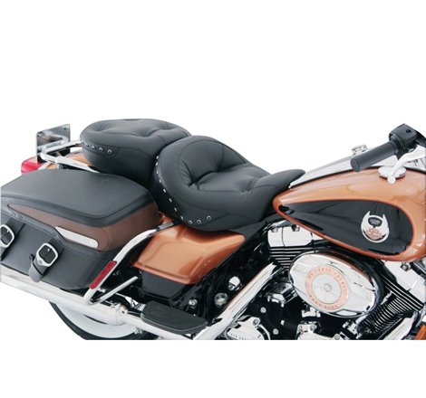 Mustang 08-21 Harley Electra Glide,Rd Glide,Rd King,Street Glide 1PC Seat w/Blk Pearl Studs - Black