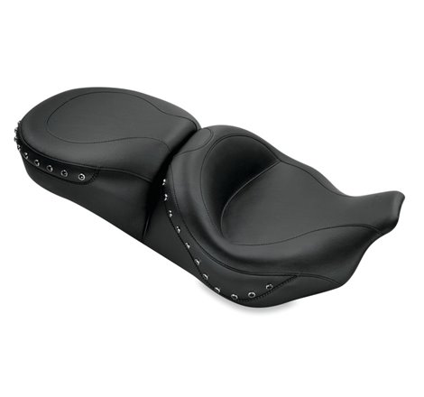 Mustang 08-21 Electra Glide,Rd Glide,Rd King,Str Glide Touring 1PC Seat w/ Blk Pearl Studs - Black