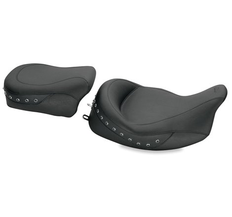 Mustang 08-21 Harley Electra Glide,Rd Glide,Rd King,Street Glide Solo Seat w/Blk Pearl Studs- Black