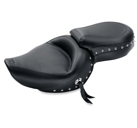 Mustang 04-21 Harley Sportster Wide Touring 1PC Seat w/Studs- Black