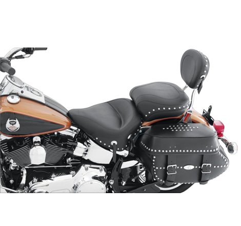 Mustang 06-17 Harley Softail Wide Tire (200mm) Std Touring,Wide Touring Pass Seat w/Studs - Black
