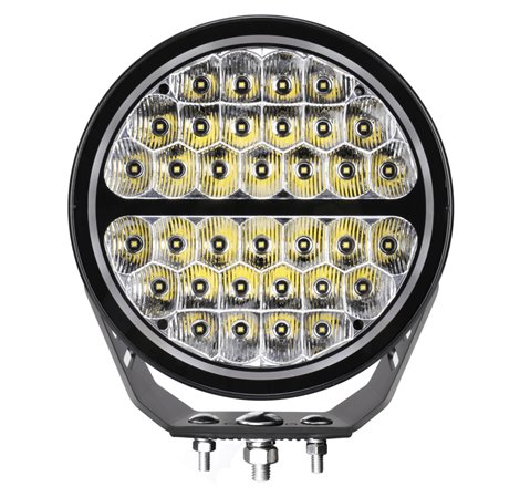 Go Rhino Xplor Blackout Series Round LED Sgl Driving Kit w/DRL (Surface/Thread Stud Mnt) 9in. - Blk