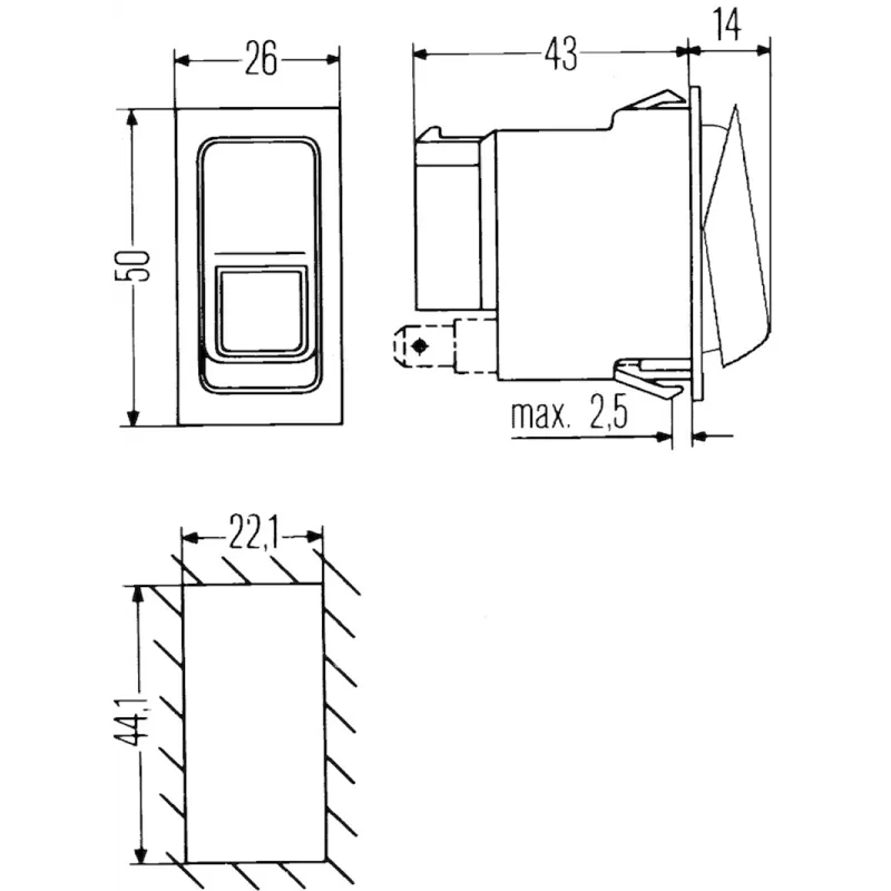 Hella Switch On/On/Off W/O Location Light Hella Switch On/On/Off W/O Location Light
