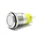 19mm Chrome Latching Push Button Switch - White LED