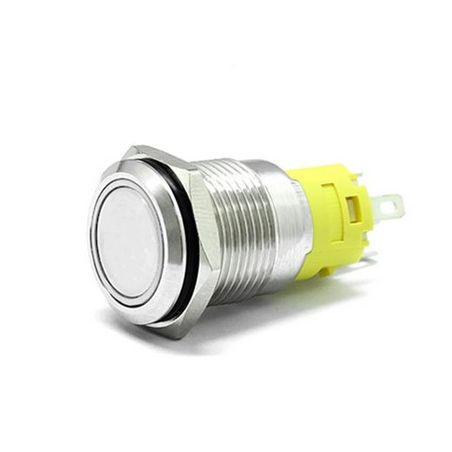 19mm Chrome Latching Push Button Switch - White LED