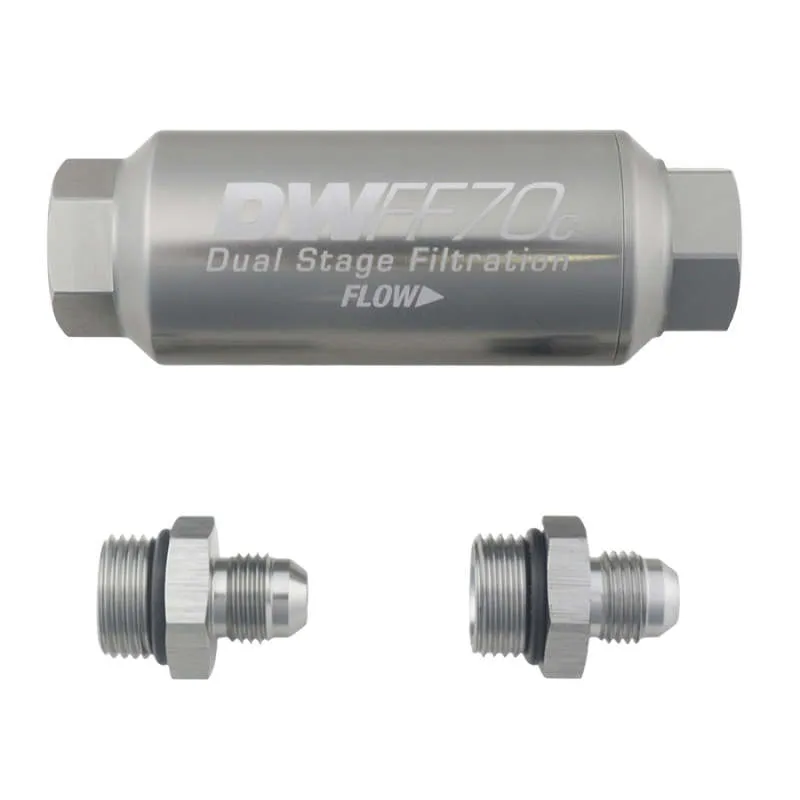 DeatschWerks 6AN 10 Micron 70mm Compact In-Line Fuel Filter Kit DeatschWerks 6AN 10 Micron 70mm Compact In-Line Fuel Filter Kit